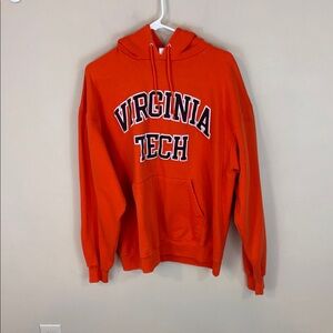 Vintage Orange Virginia Tech Hoodie Sewn on Letters Size XL